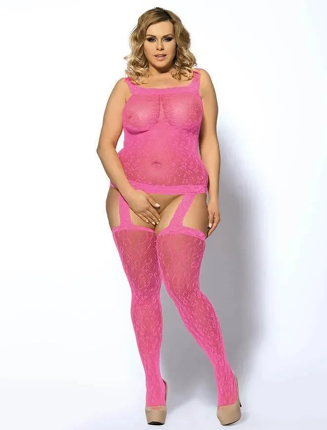 Leopard Suspender Bodystocking - One Size and Queen Available - EdenSeduce